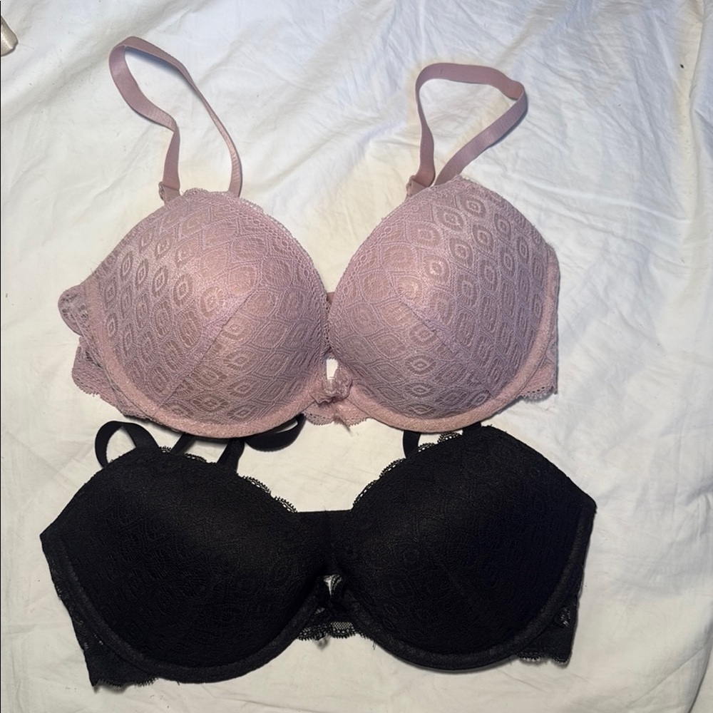 H&M Lace Push-Up Bra Set - Lavender and Black (NWOT)